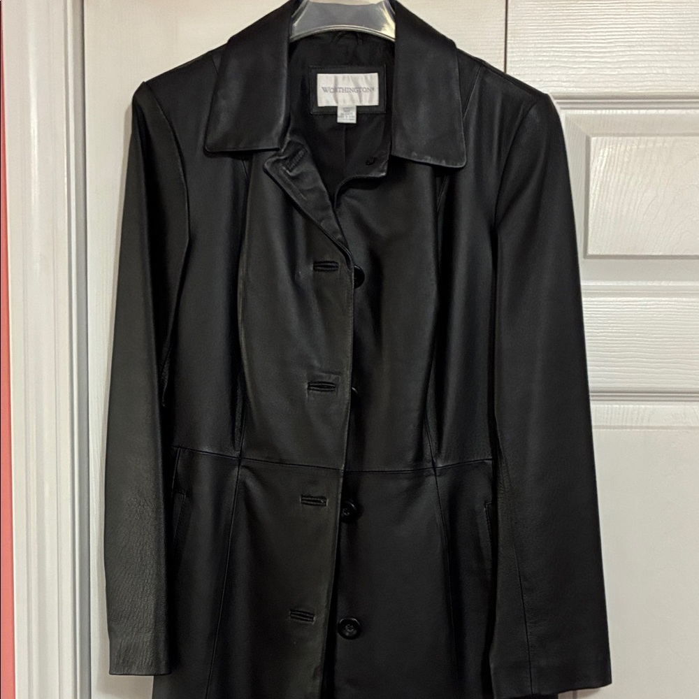 Worthington Classic Black Leather Coat